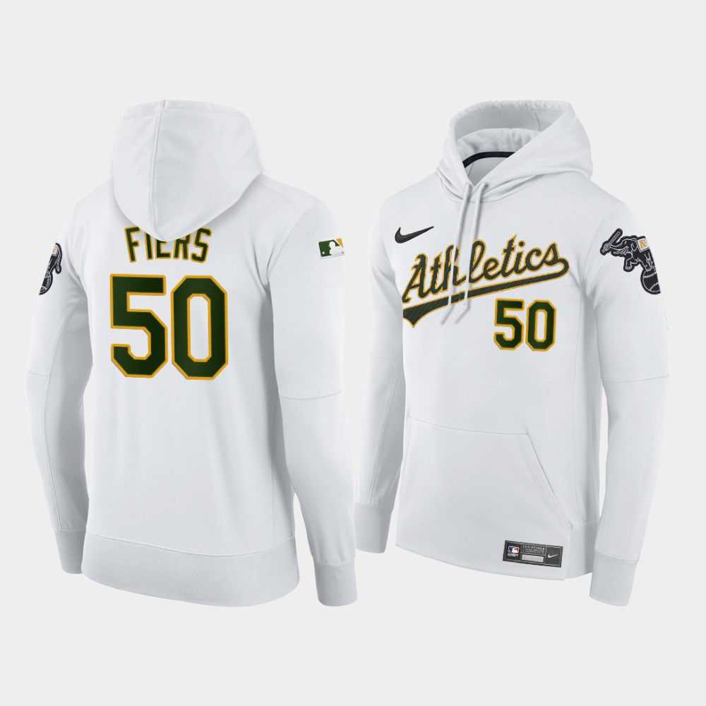 Men Oakland Athletics 50 Fiers white home hoodie 2021 MLB Nike Jerseys